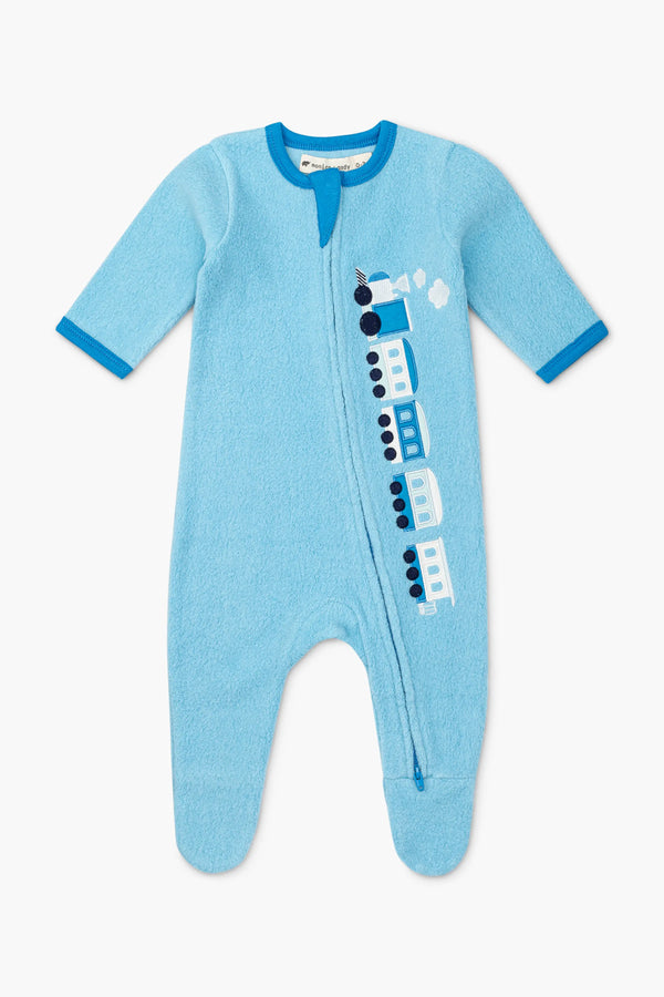 SALE - Fleece Zipper One-Piece_Blue Trains
