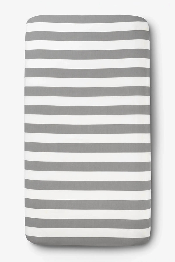 SALE - Organic Fitted Crib Sheet_Grey Cabana Stripe