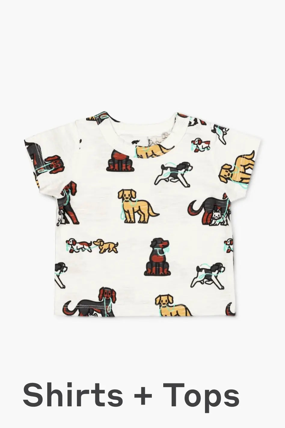 Short Sleeve Crewneck Tee in Dog Walker print