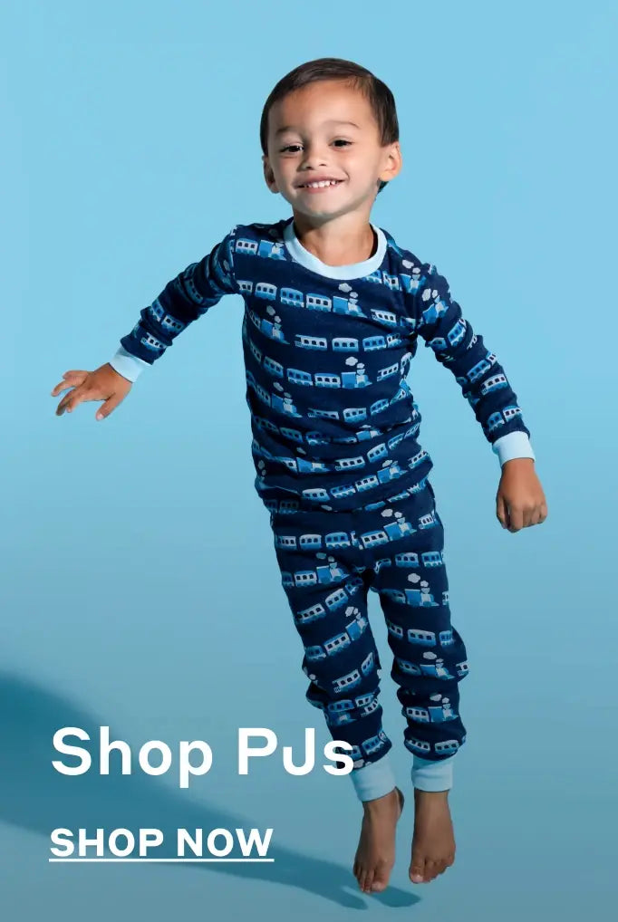 Boy in Blue Trains print pajama set