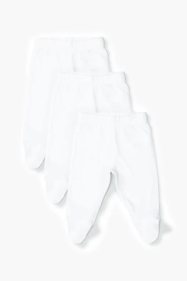 SALE - 3-Pack Footed Baby Pants_White