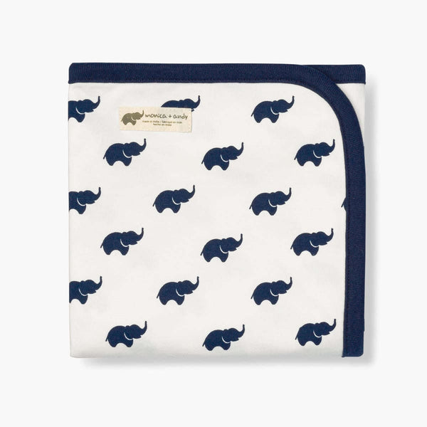 Coming Home Blanket in Navy Elephant print