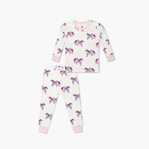 Two-Piece Pajama Set in Prancing Unicorn print