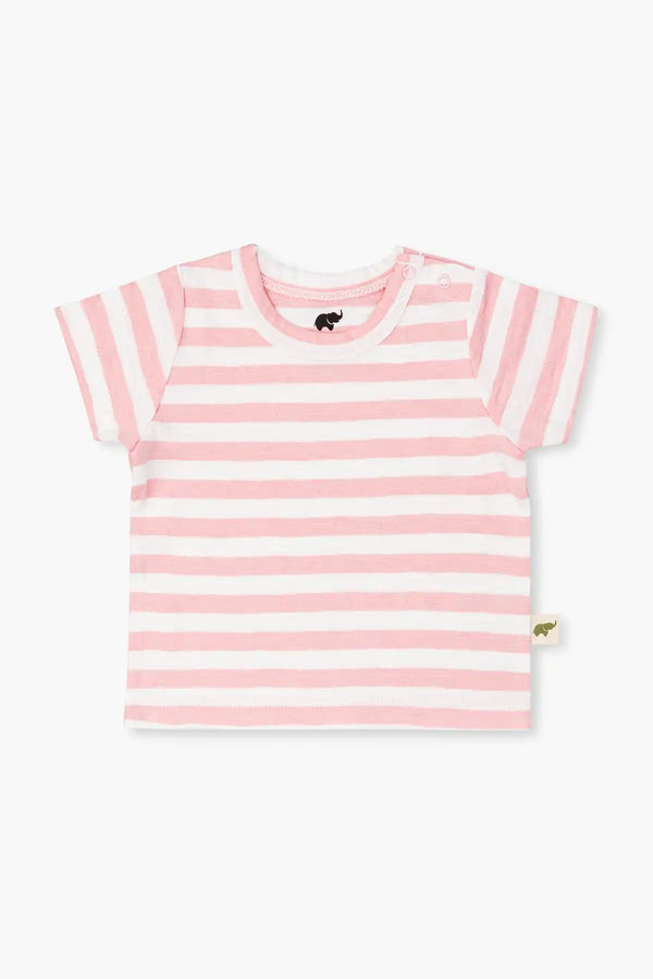SALE - Short Sleeve Crewneck Tee_Pink Stripe