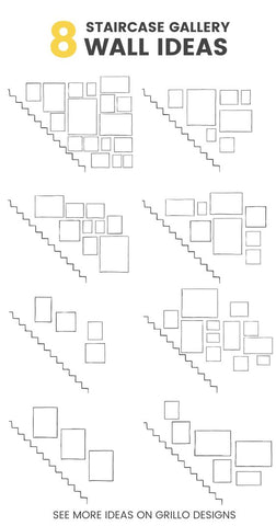 Gallery Wall layout options on stairs by Grillo Designs