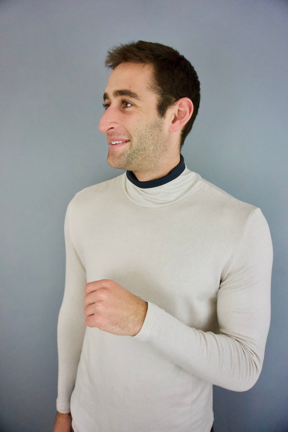 mens turtle neck white