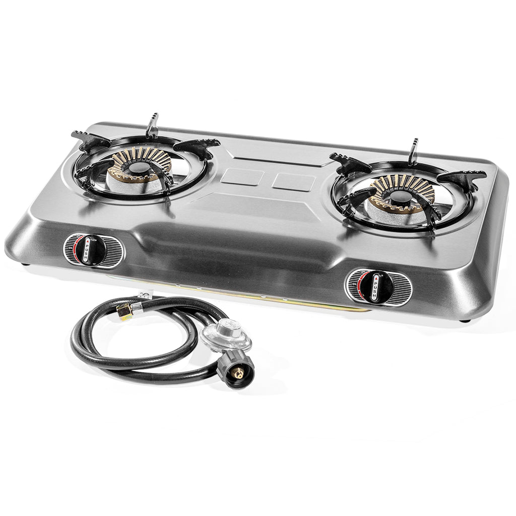 Stainless Steel Portable Propane Lpg Gas Stove Double 2 Burner Cook To Xtremepowerus