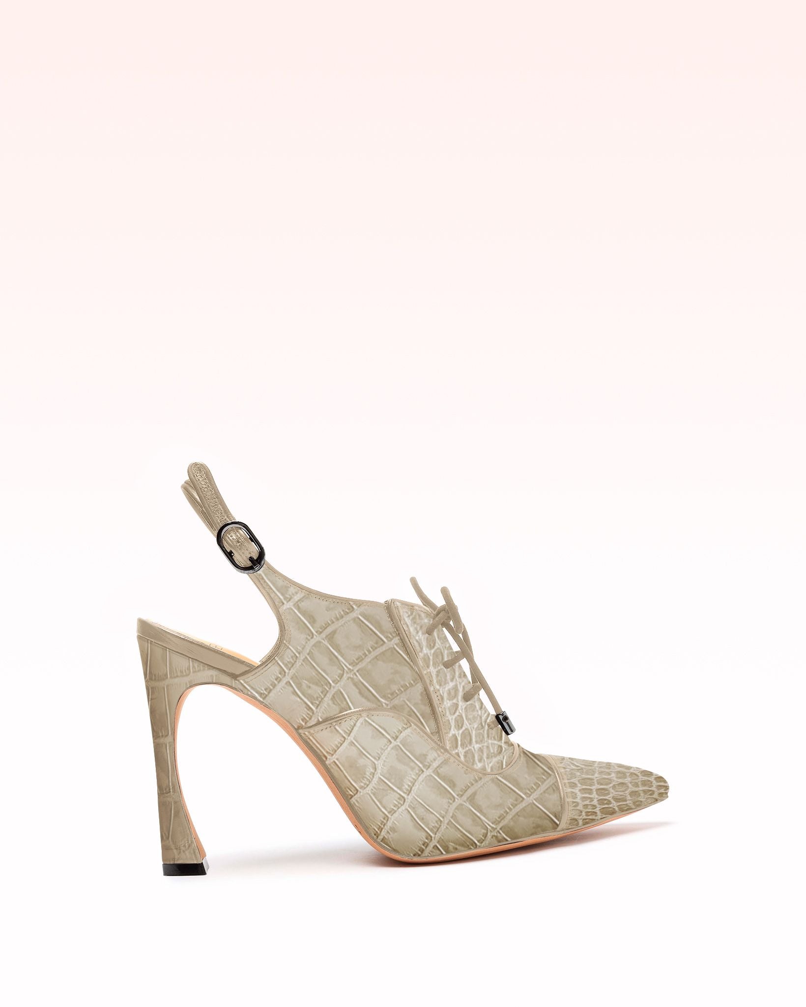 Ginny Slingback Crocodile-Embossed Leather Mule