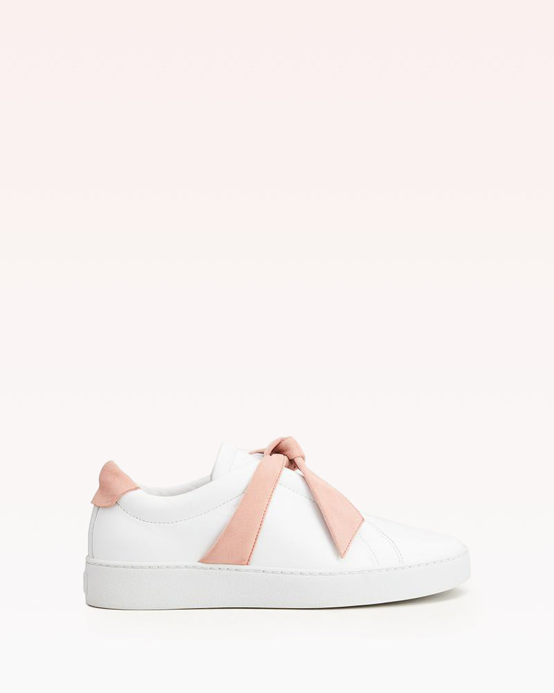 Clarita Leather Sneaker with Pink Bow 