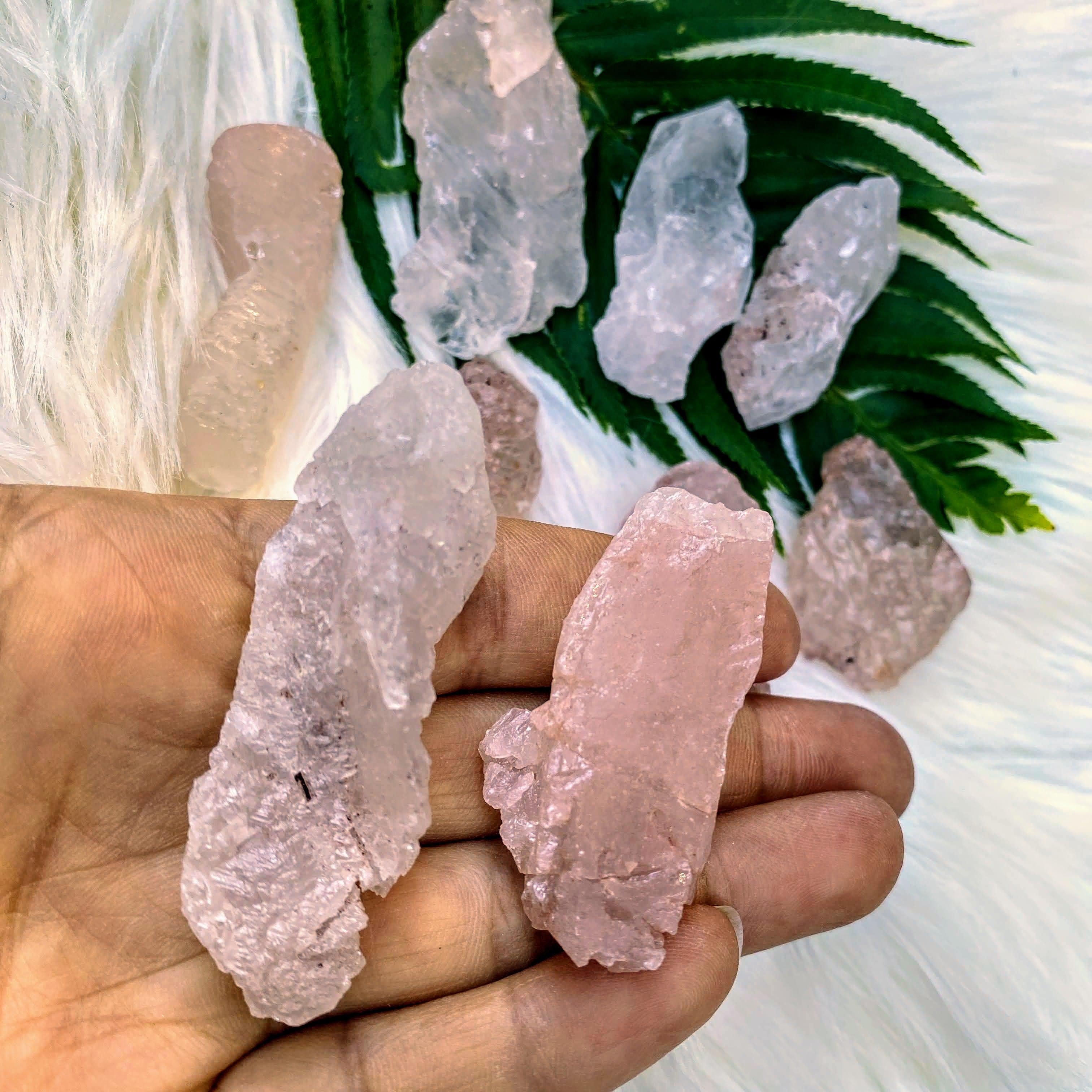 Set of 2 ~Pink & White Nirvana Ice Quartz Crystal Points from The Himalayas
