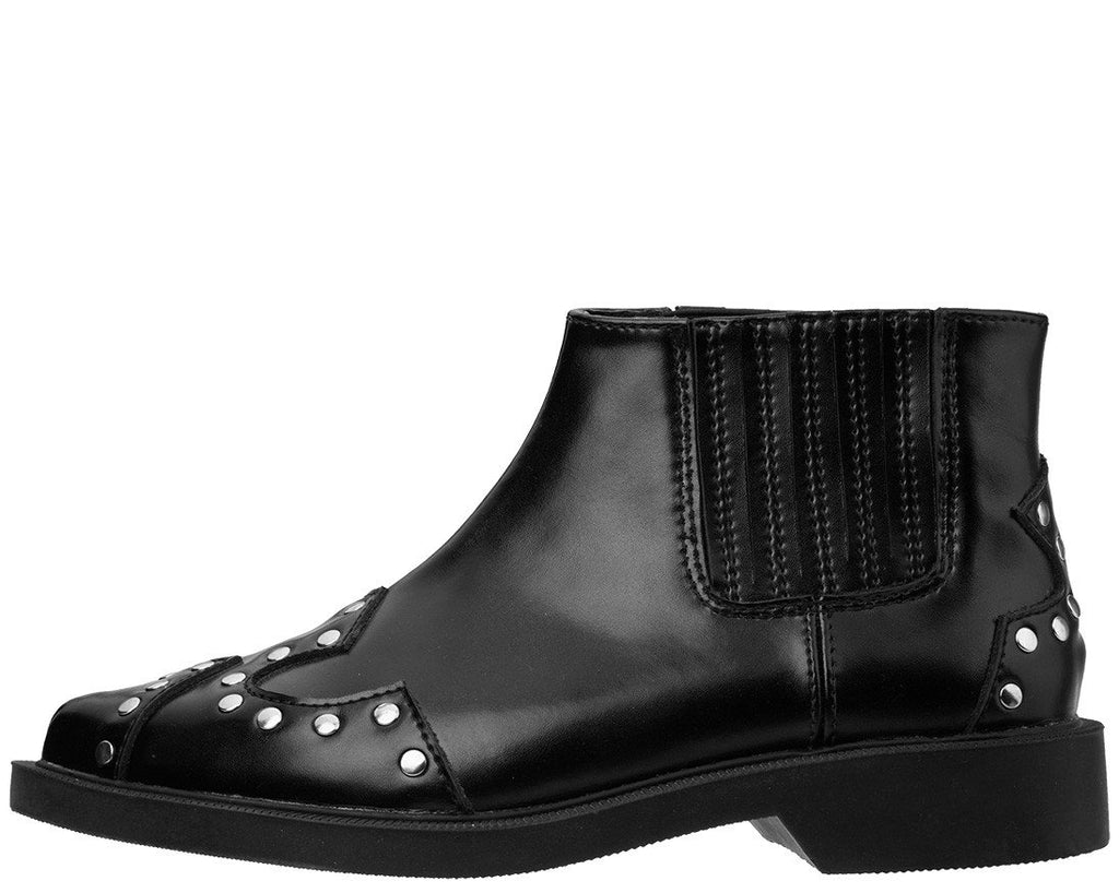 Black Leather Studded Jam Boot – T.U.K. Footwear Outlet