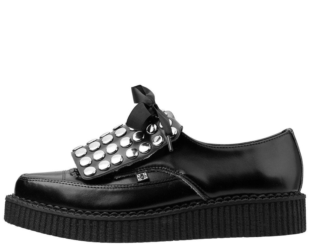 Black Leather Studded Kilt Pointed Creeper – T.U.K. Footwear Outlet