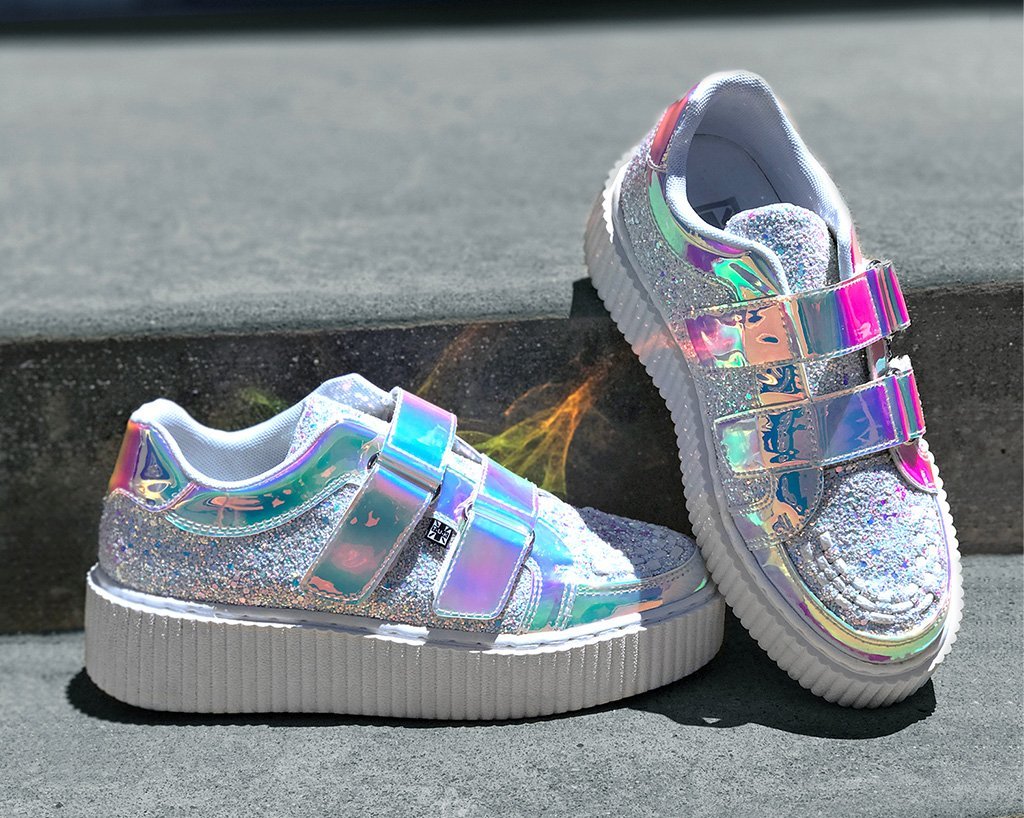 Patent Iridescent Vegan Double Velcro Casbah Creepers – T.U.K. Footwear ...