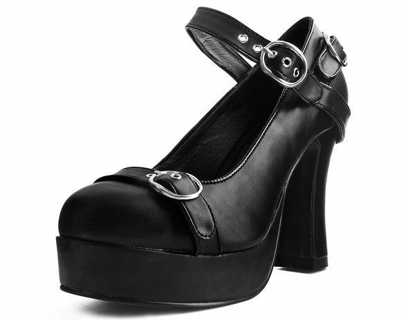 Rewind Vegan Black Bondage Strap Platform Heels – T.U.K. Footwear Outlet