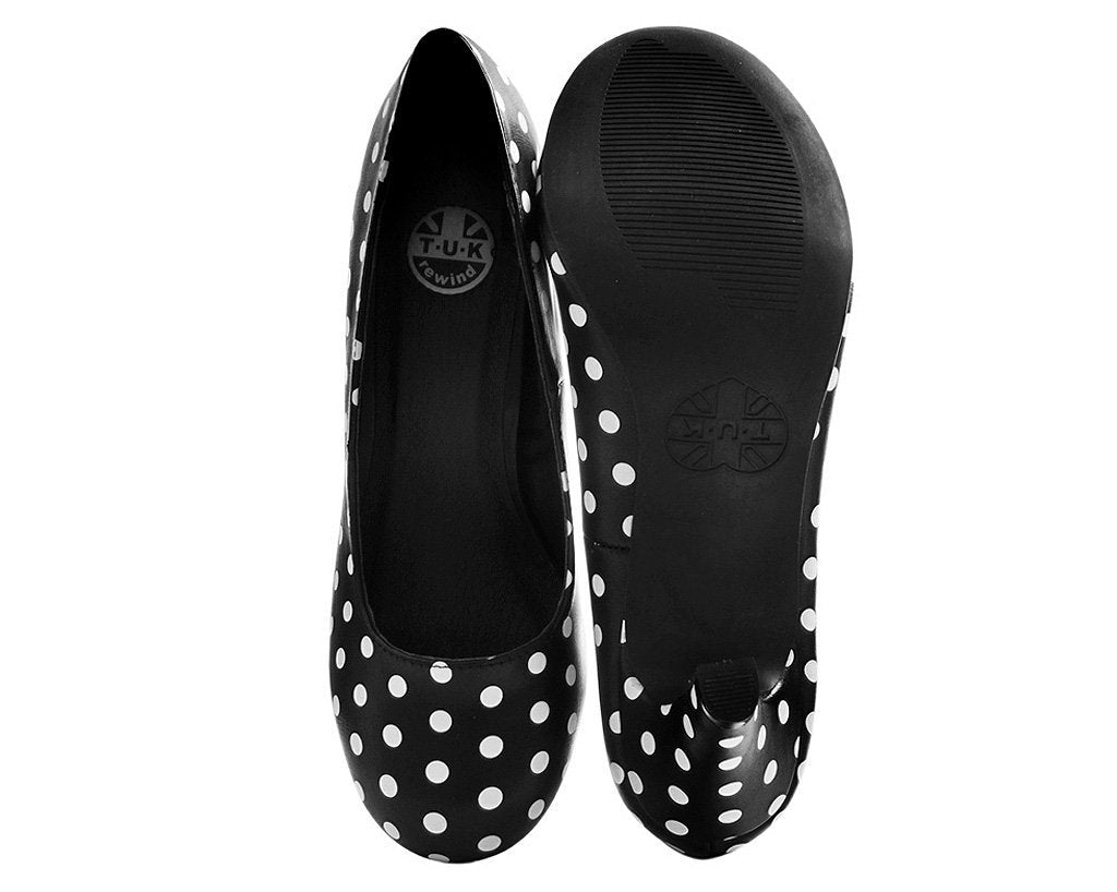 black and white polka dot heels womens