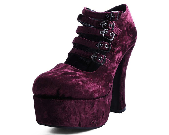 velvet heels burgundy