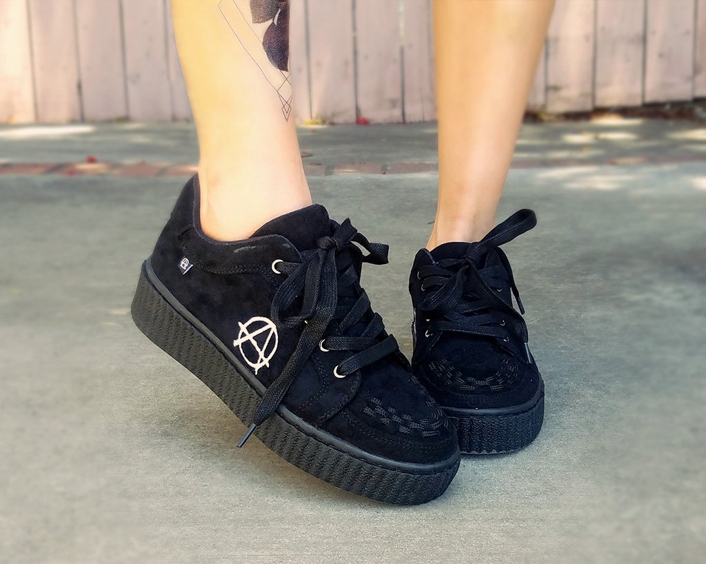 black faux suede anarchic creeper