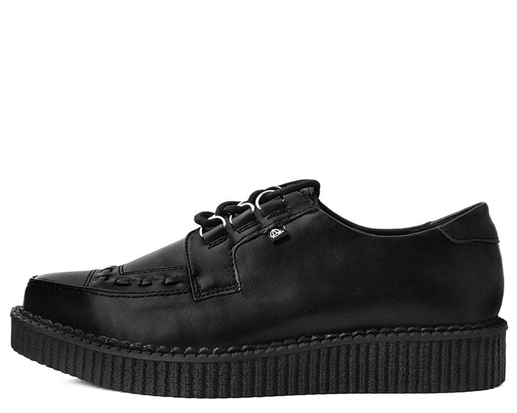 Black Hi Shine Lace Up Pointed Vegan Anarchic Creepers – T.U.K ...