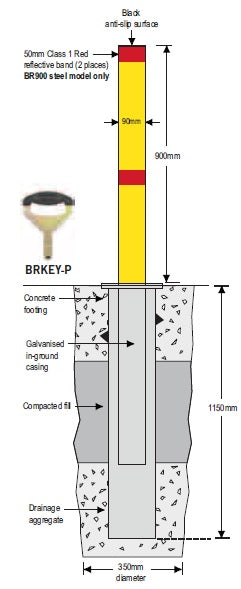 Barrier Group Retractable Bollard 900mm Specifications