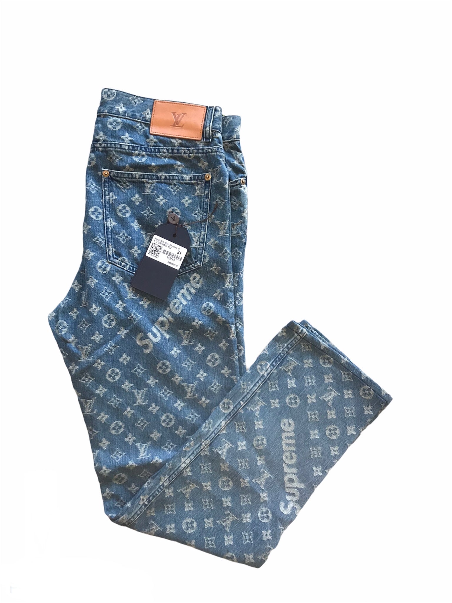 Louis Vuitton X Supreme Jacquard Denim Carpenter Pants Size 31 Available  For Immediate Sale At Sotheby's