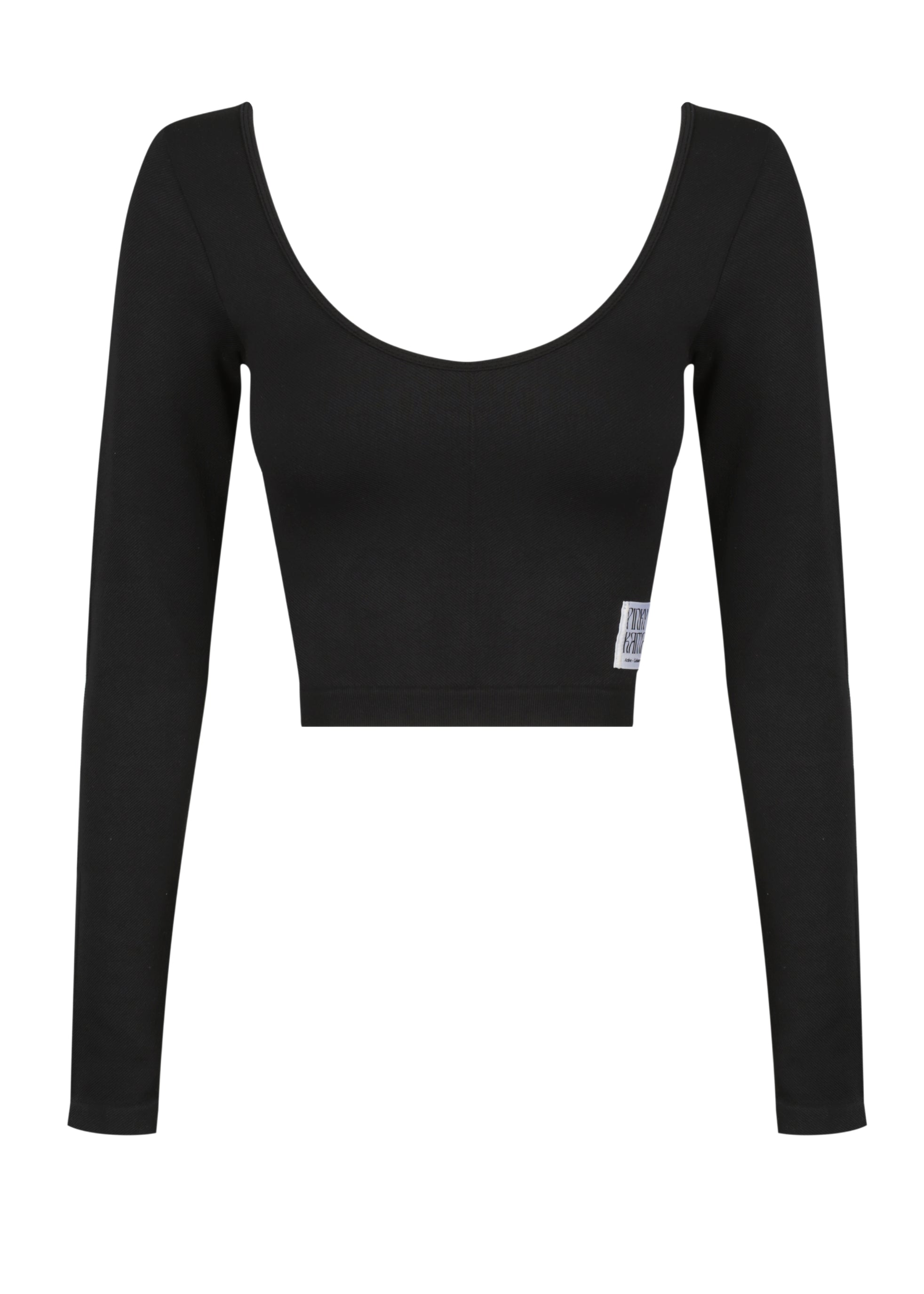 Long Sleeve Scoop Neck Top - Black