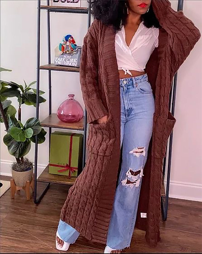 Long Brown Sweater Cardigan