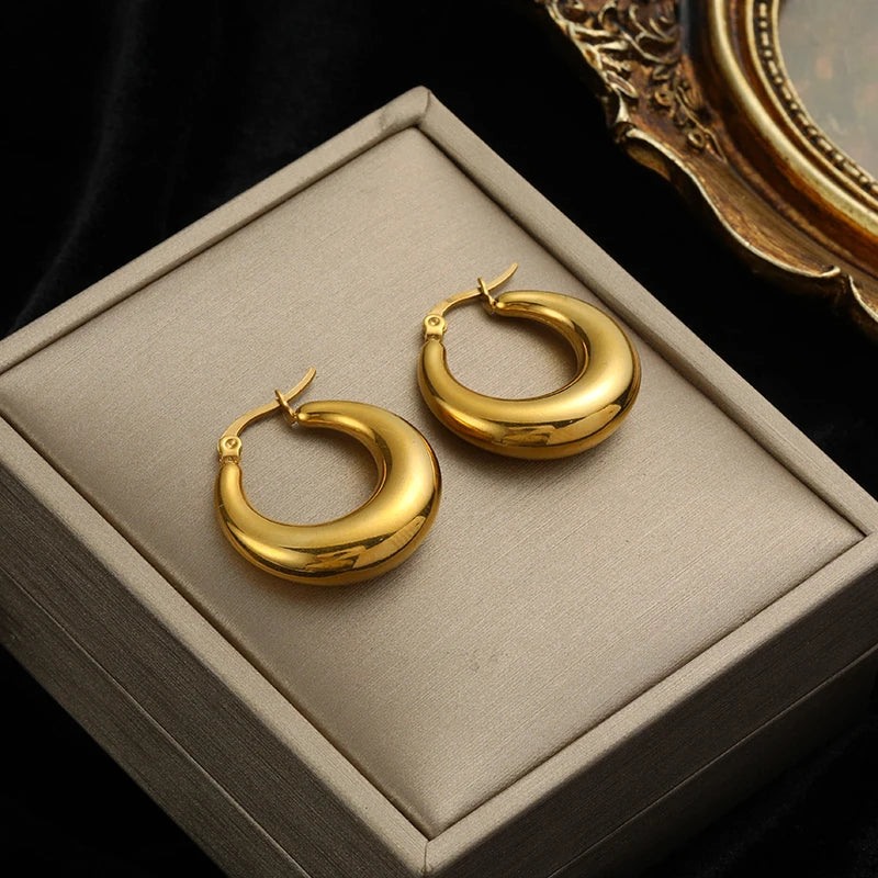 Gold Plated Geometric Hoop Earrings