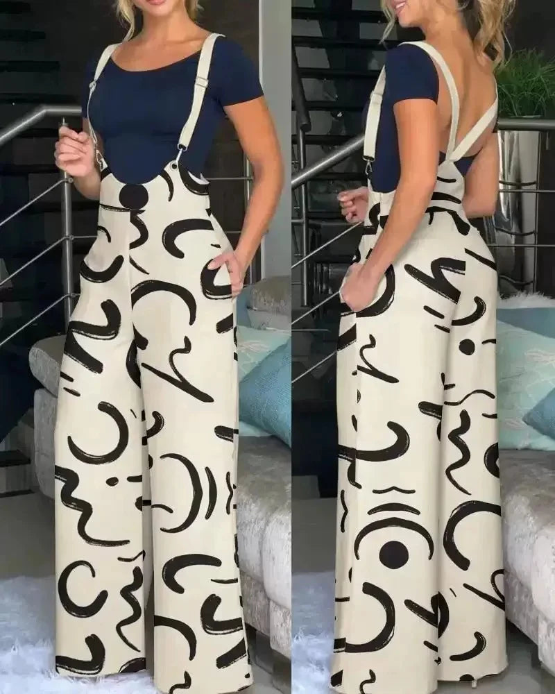 Woman showcasing the adjustable straps of the Chic All-Season Jumpsuit