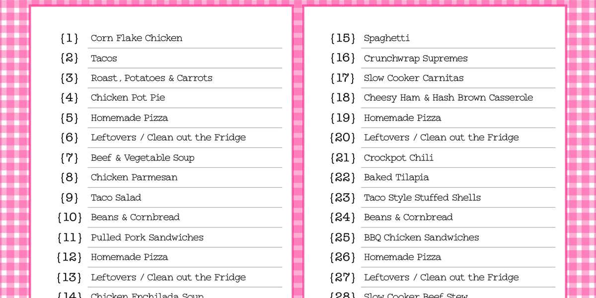 Our February Monthly Meal Plan (and FREE Printable) – Sew Much Crafting