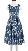 Aster Dress Boat Neck Mini Cap Sleeve Midi Length Cotton Musola (Damascus Wallpaper)