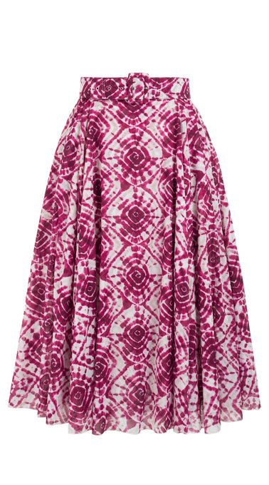 Avenue Skirt Midi Plus Length Cotton Musola (Shibori Swirl)