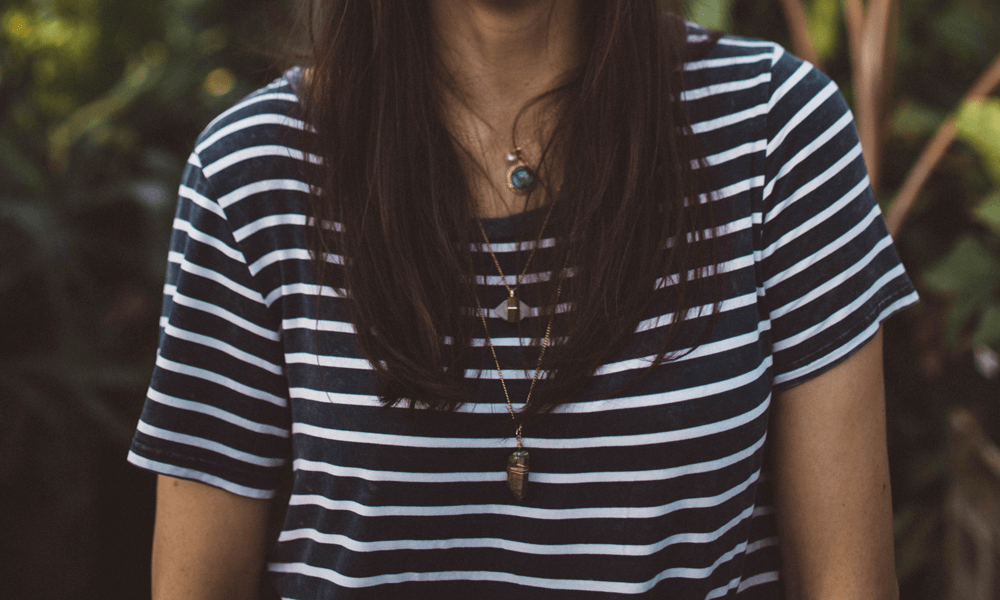 3 necklaces of different length and shapes