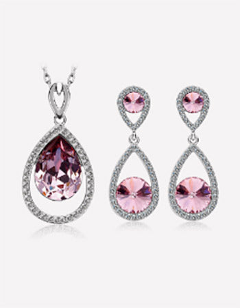 Purple Tear Drop Crystal Jewelry Set