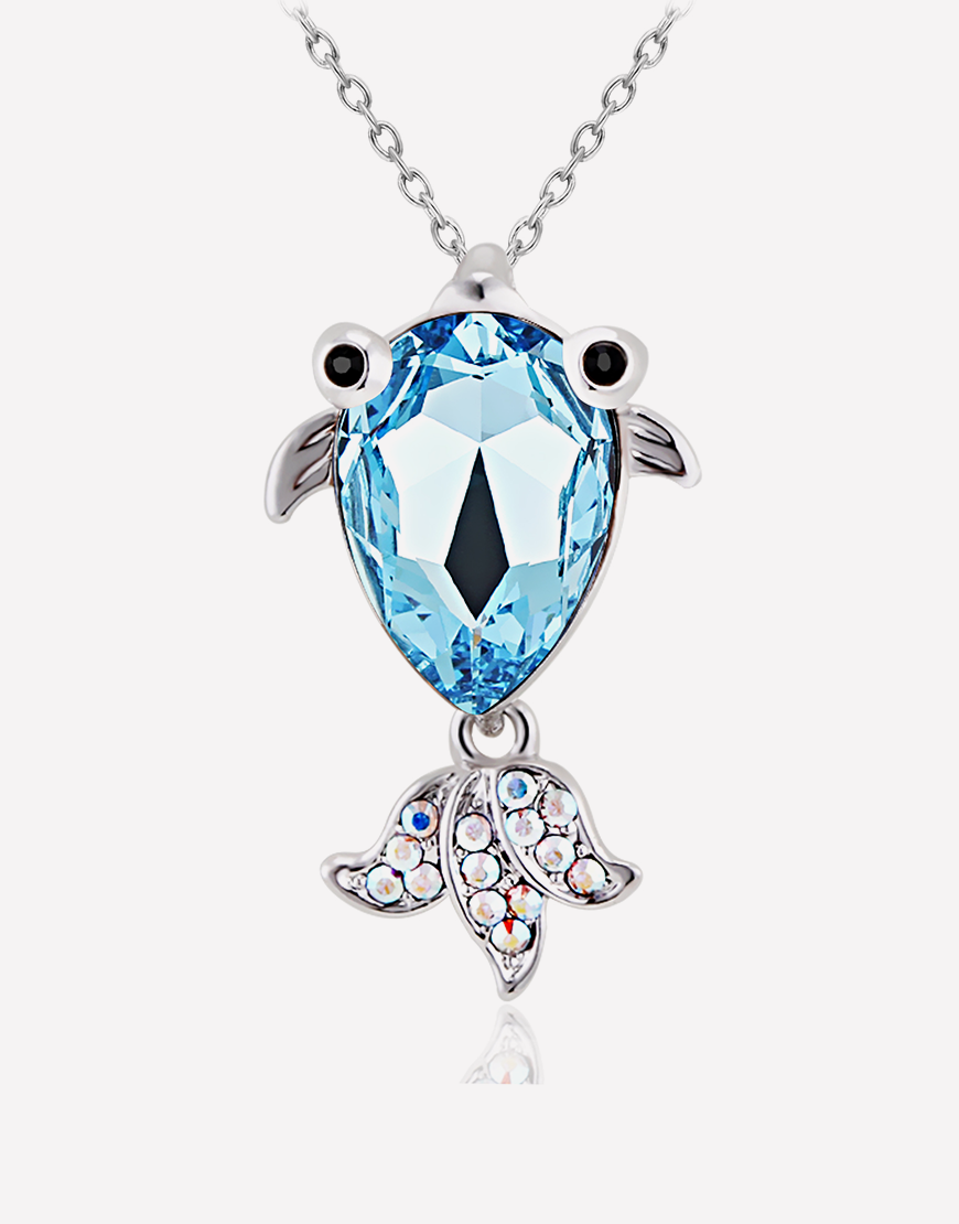 Seablue Gold Fish Pendant Crystal Necklace