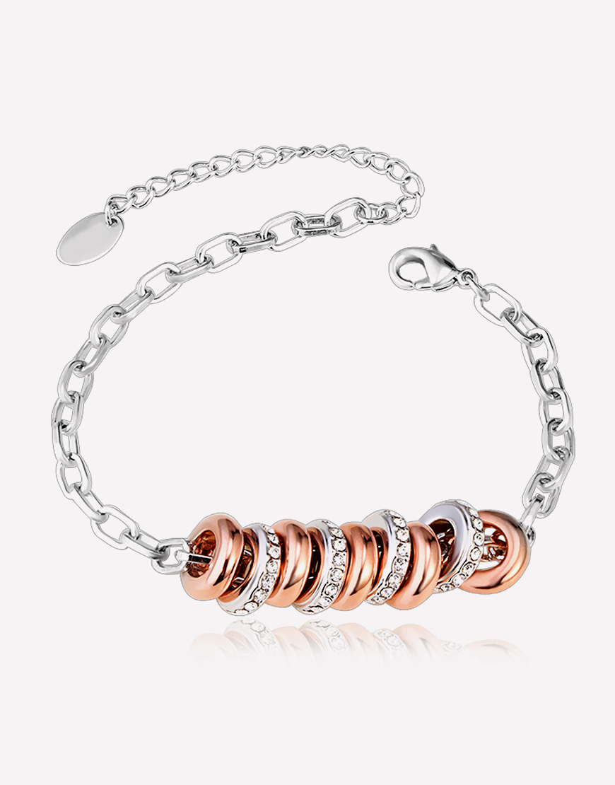 Rose Gold Ring Accents Crystal Bracelet