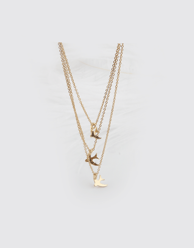 Download Birds Layered Necklace Pendant Gold Color Plating