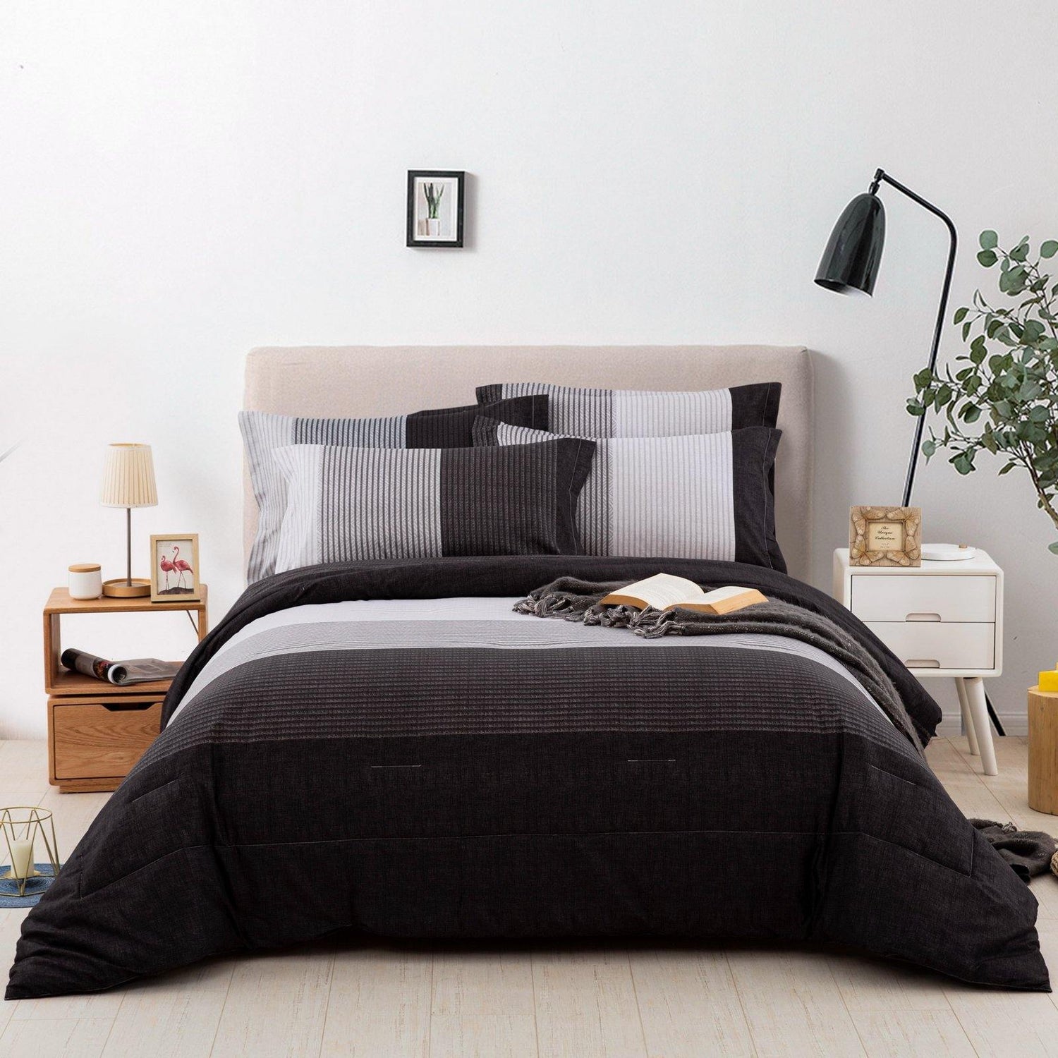 WONGS BEDDING Stripe Comforter set with 2 Pillow Cases – Wongs Bedding