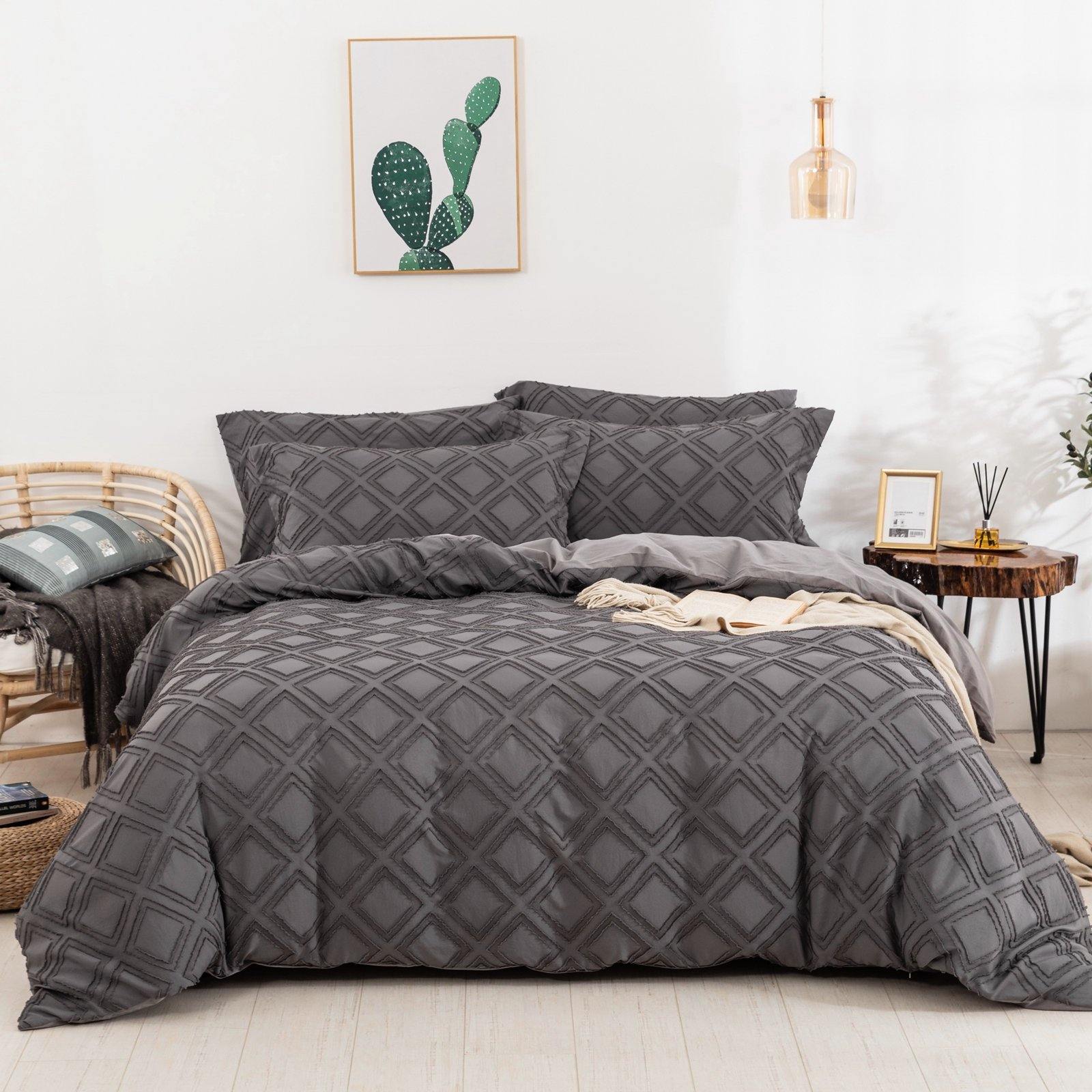 WONGS BEDDING gray black Comforter set with 2 Pillow Cases – Wongs Bedding
