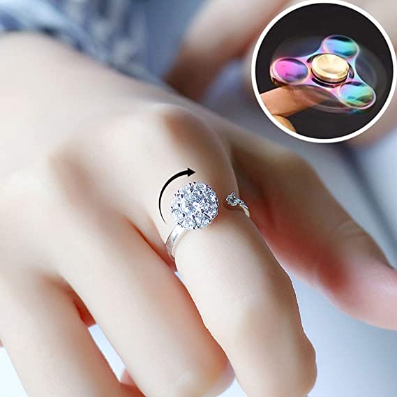 Fidget Anxiety Ring For Woman, Fidget Spinner Toy - LUXYIN