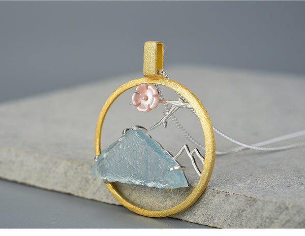 Aquamarine Necklace With Raw Aquamarine Stone