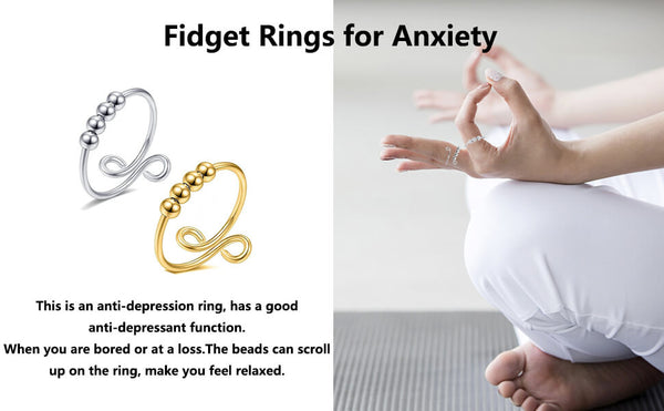 Anti-Anxiety Bead Ring, Stress Ring Set, Fidget Spinner - LUXYIN