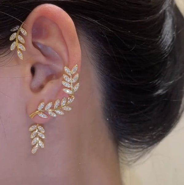 Leaves Ear Cuffs Stud Earrings, Non-pierced Clip on Earrings - LUXYIN