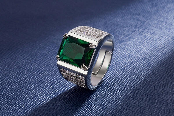 Natural Green Crystal Wedding rings for Men Sale Online - LUXYIN