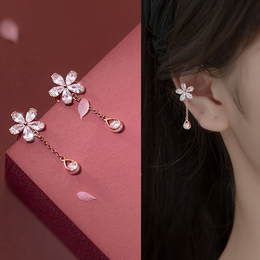 LUXYIN Flower Tassel Ear Cuff Earrings