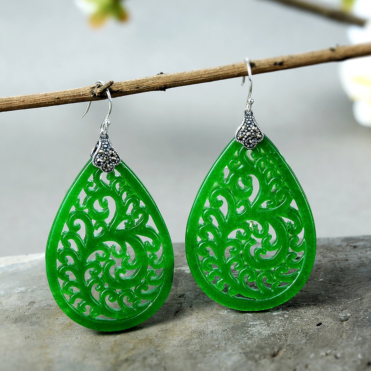 green jade earrings