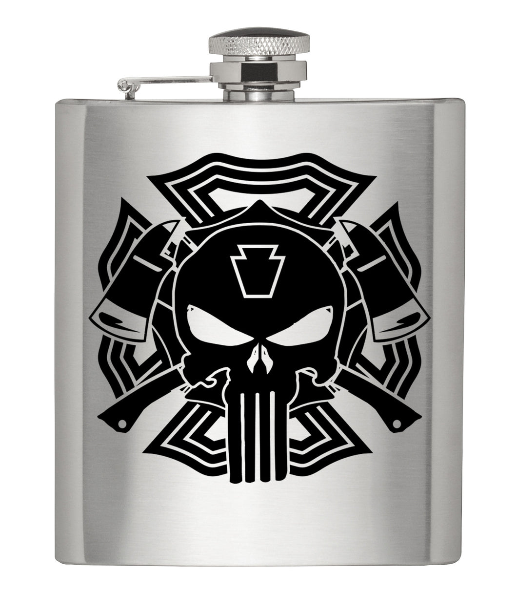 Download Punisher Maltese Firefighter Silver Hip Flask Firefighter Decals