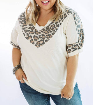 Ivory Leopard Chevron Top