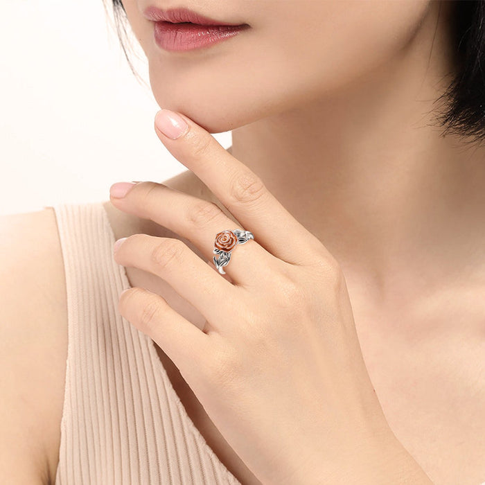 925 Sterling Silver Rose Flower Ring, Gift For Girl - onlyone