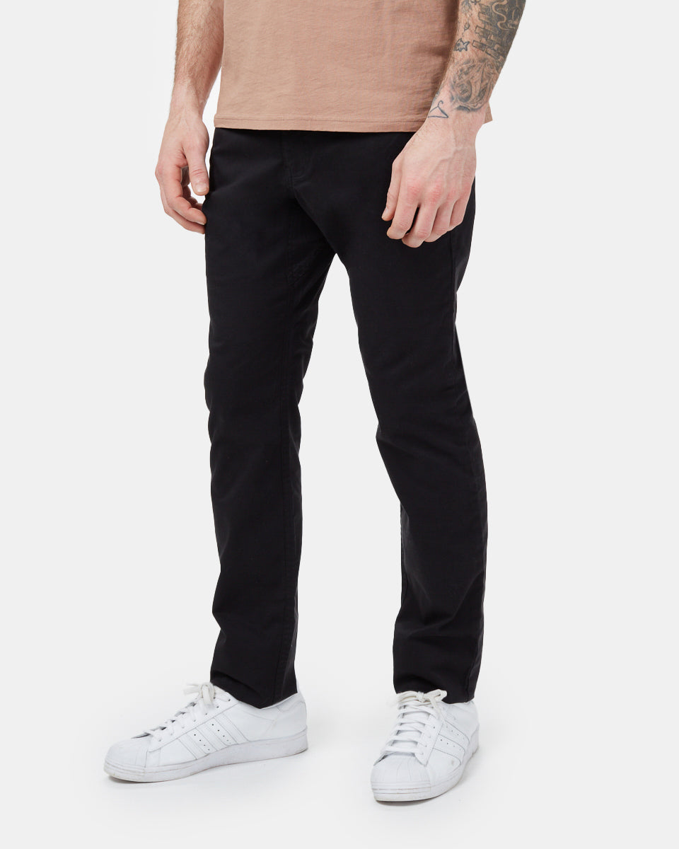 Slim Fit Cotton Twill Pants - Black - Men