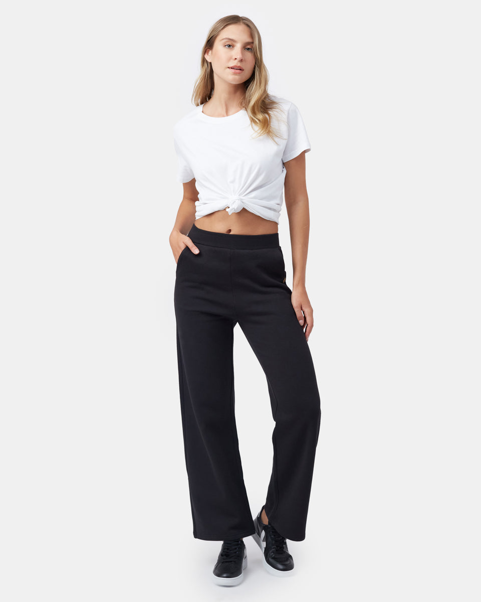 Daily Ritual Women's Oversized Terry Cotton and Modal Wide Leg Pant, Black,  Small price in UAE,  UAE